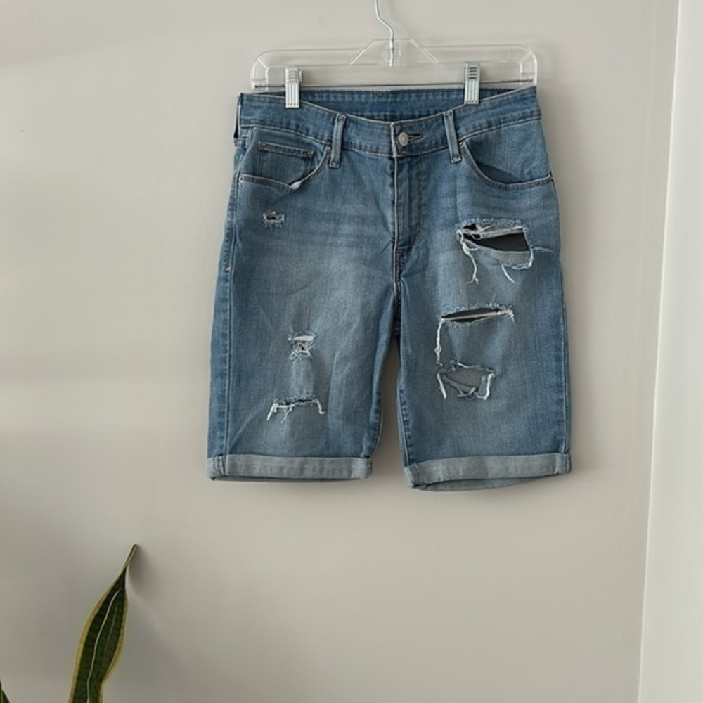 Levi's Distressed Light Blue Denim Shorts